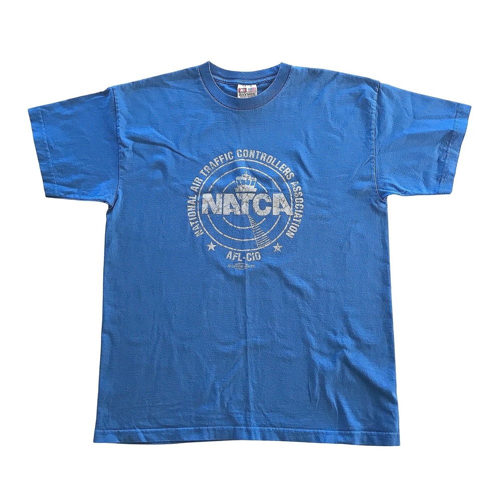 Bayside NATCA Air Traffic Controllers Association T-Shirt Blue XL Made in USA